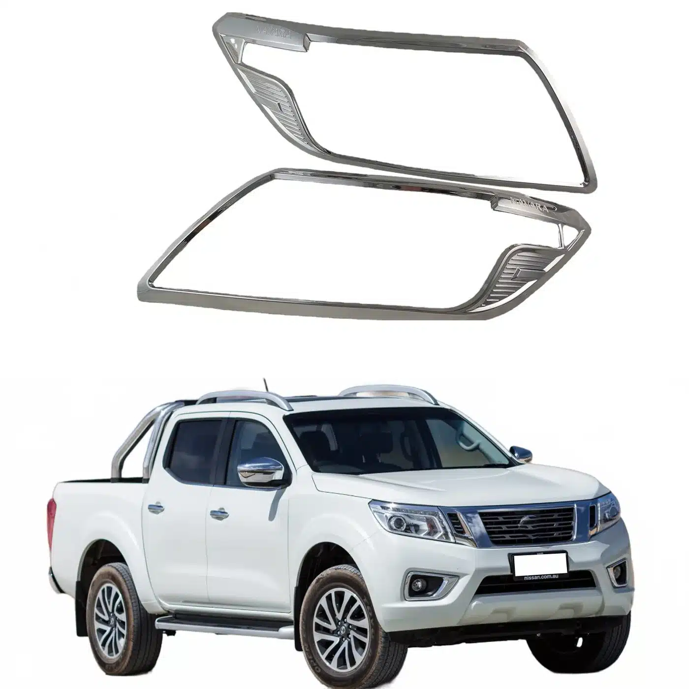 Front Headlight Cover Chrome Plated Trim Frame Protector for 2015-2020 Nissan Navara NP300