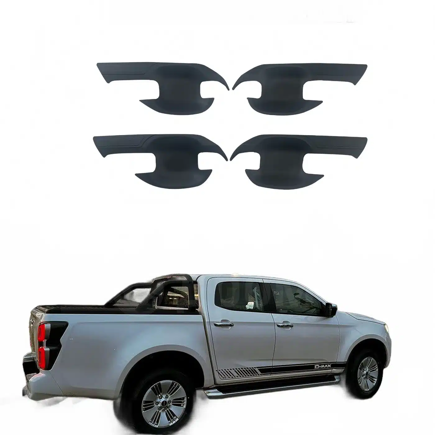 Matte Black Door Handle Bowl Cover Trim Compatible with Isuzu D-MAX 2021 Exterior Protective Decor Guards
