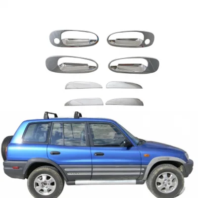 Chrome Exterior Door Handle Cover and Bowl Trim Kit for Toyota RAV4 1996-2000, 8-Piece Set Chrome Exterior Door Handle Cover and Bowl Trim Kit for Toyota RAV4 1996-2000, 8-Piece Set