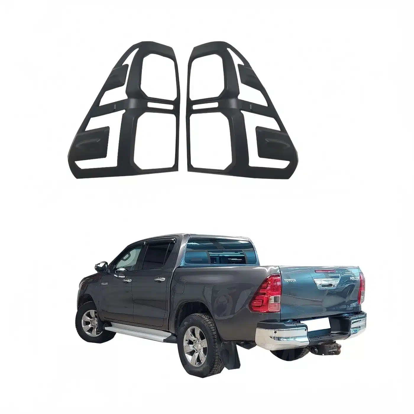 Rear Tail Light Covers for Toyota Hilux Revo 2015+, Matte Black Finish Rear Lamp Protection Trim Frames