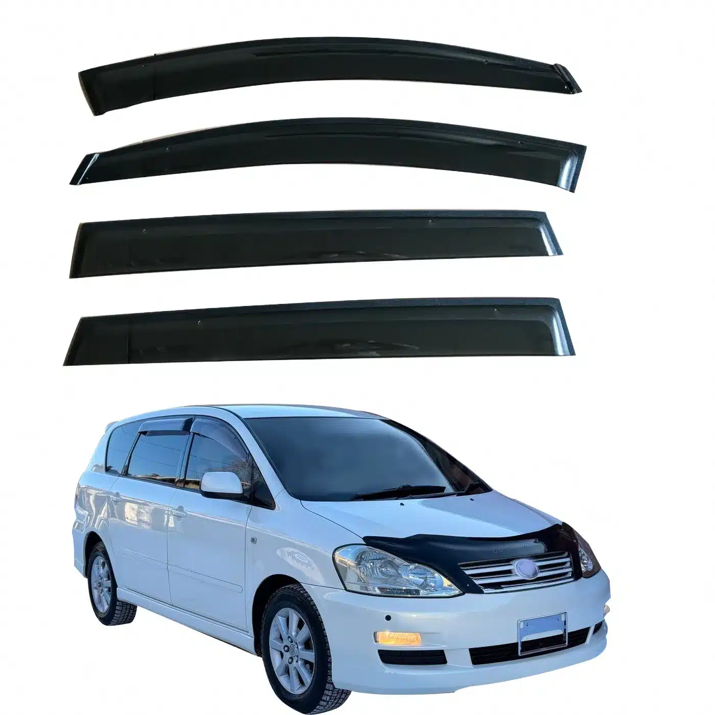 Black Plastic Window Visors Set Side Window Rain Guards Deflectors for Toyota Ipsum 2002-2006