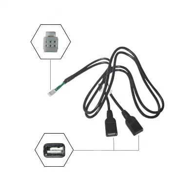 6-Pin Male to 4-Pin/6-Pin Dual USB Adapter Cable for Android Car Stereo, 80cm Head Unit Media Interface Extension Wire 6-Pin Male to 4-Pin/6-Pin Dual USB Adapter Cable for Android Car Stereo, 80cm Head Unit Media Interface Extension Wire