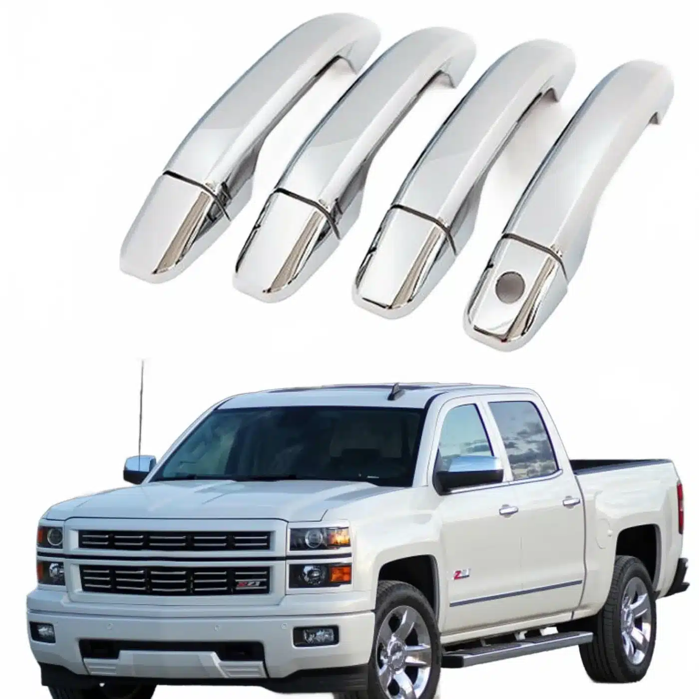Chrome Exterior Door Handle Covers for 2014-2021 GMC Sierra and Chevrolet Silverado 1500 2500 3500 HD