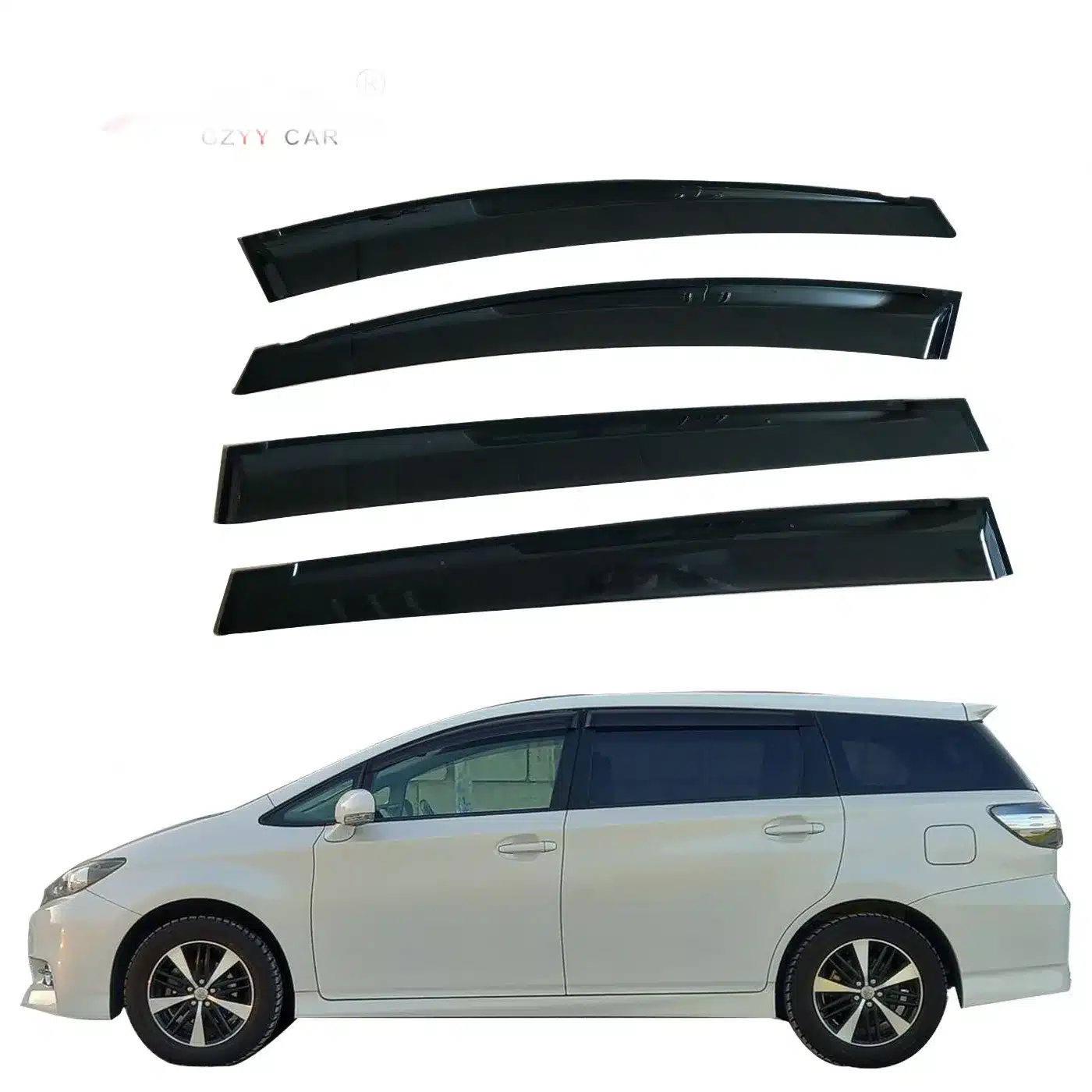 Side Window Deflector Set Car Rain Guard Visors Vent Shades for Toyota Wish 2010-2015 Black Plastic
