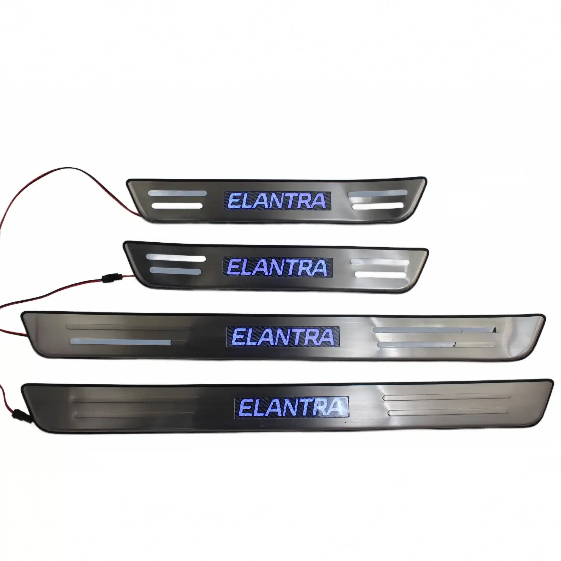 LED Door Sill Scuff Plates Stainless Steel Entry Guard Lighting Protector for Hyundai Elantra