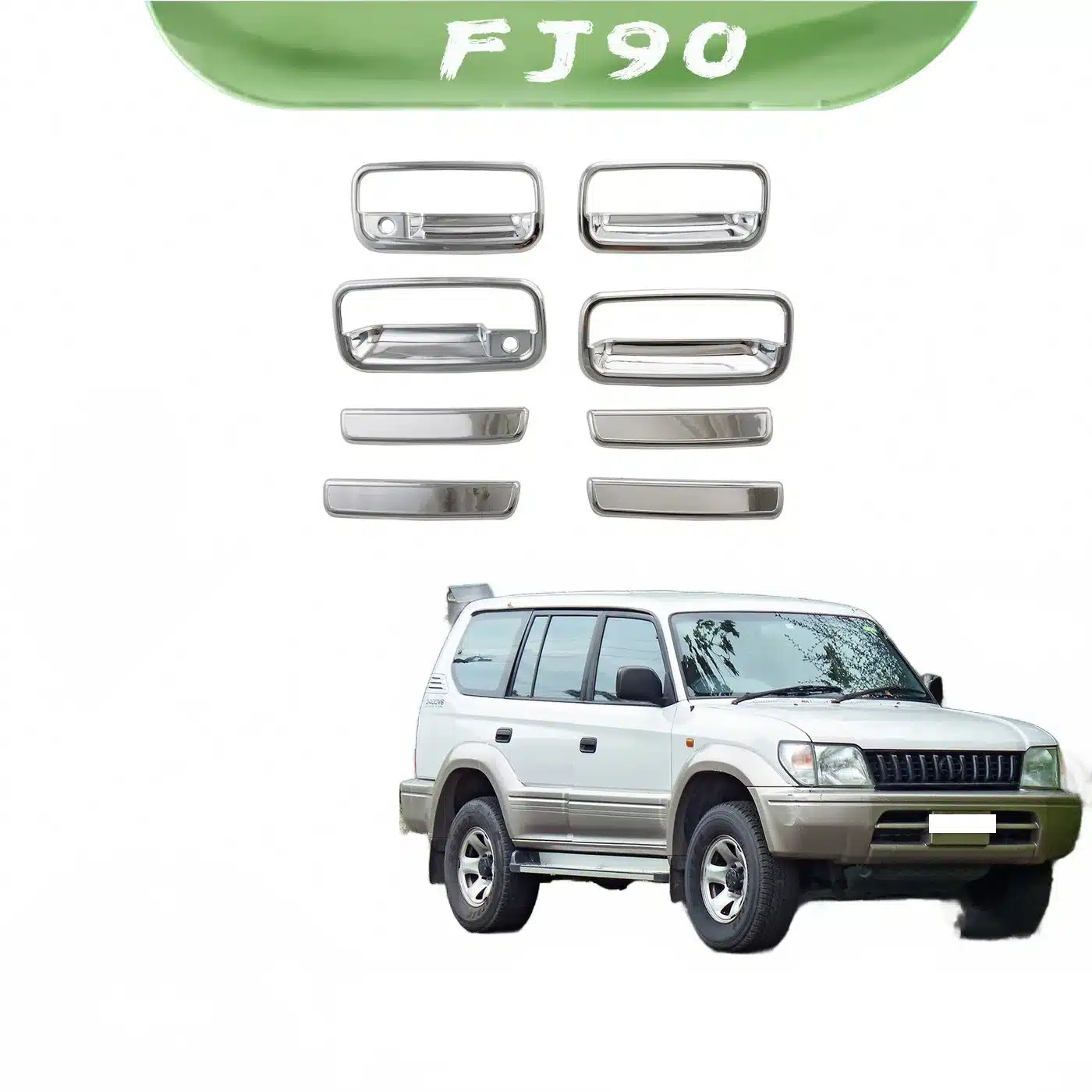 Chrome Exterior Door Handle Cover and Bowl Trim Kit for Toyota Land Cruiser Prado 3400 VZJ95 FJ90