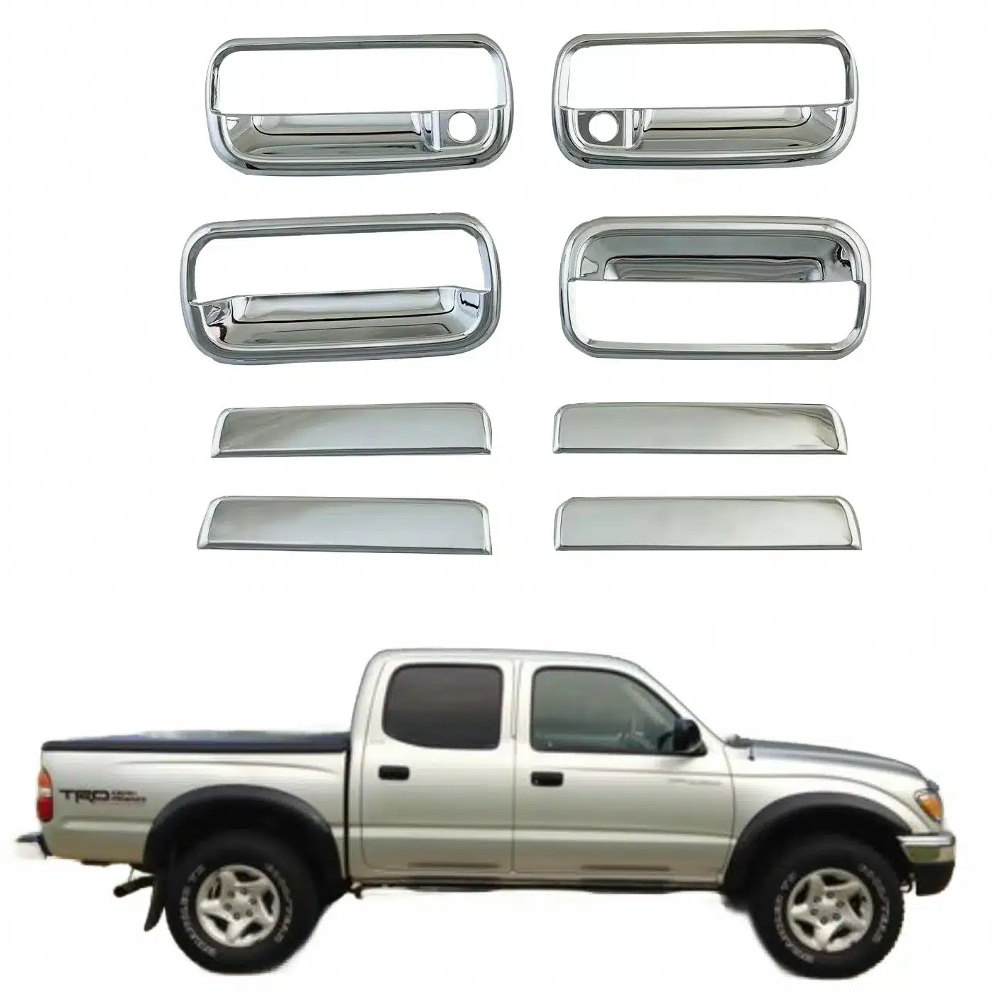 Chrome Exterior Door Handle Set Compatible with 2001-2004 Toyota Tacoma