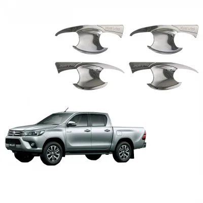 Chrome Exterior Door Handle Bowl Covers for Toyota Hilux Revo 2016-Present