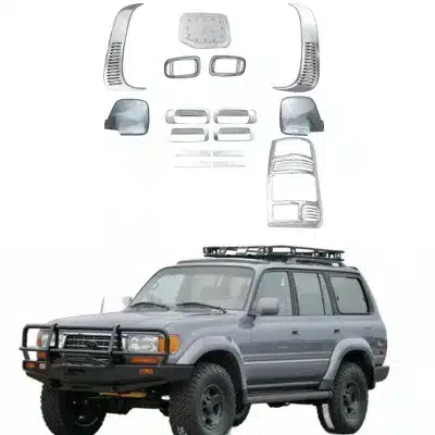 Chrome Exterior Trim Kit for Toyota Land Cruiser FJ80 4500 Handle Covers Door Bowl Accents and Side Mirror Housing Chrome Exterior Trim Kit for Toyota Land Cruiser FJ80 4500 Handle Covers Door Bowl Accents and Side Mirror Housing