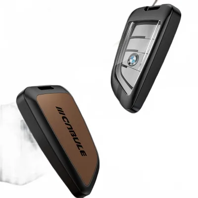Genuine Leather and Zinc Alloy Car Key Fob Cover Case Full Protection for BMW 3 Series 5 Series 525 320li X5 7 Series Genuine Leather and Zinc Alloy Car Key Fob Cover Case Full Protection for BMW 3 Series 5 Series 525 320li X5 7 Series
