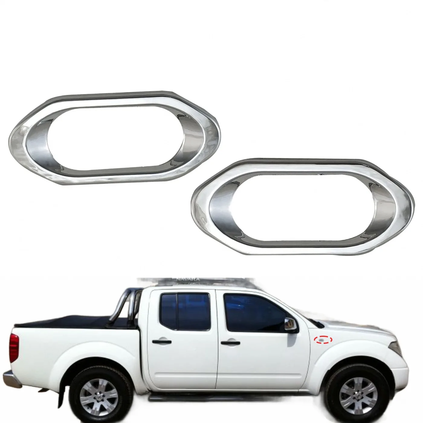 Chrome Side Fender Light Trim Frame Cover for Nissan Navara 2007-2013 Exterior Decoration