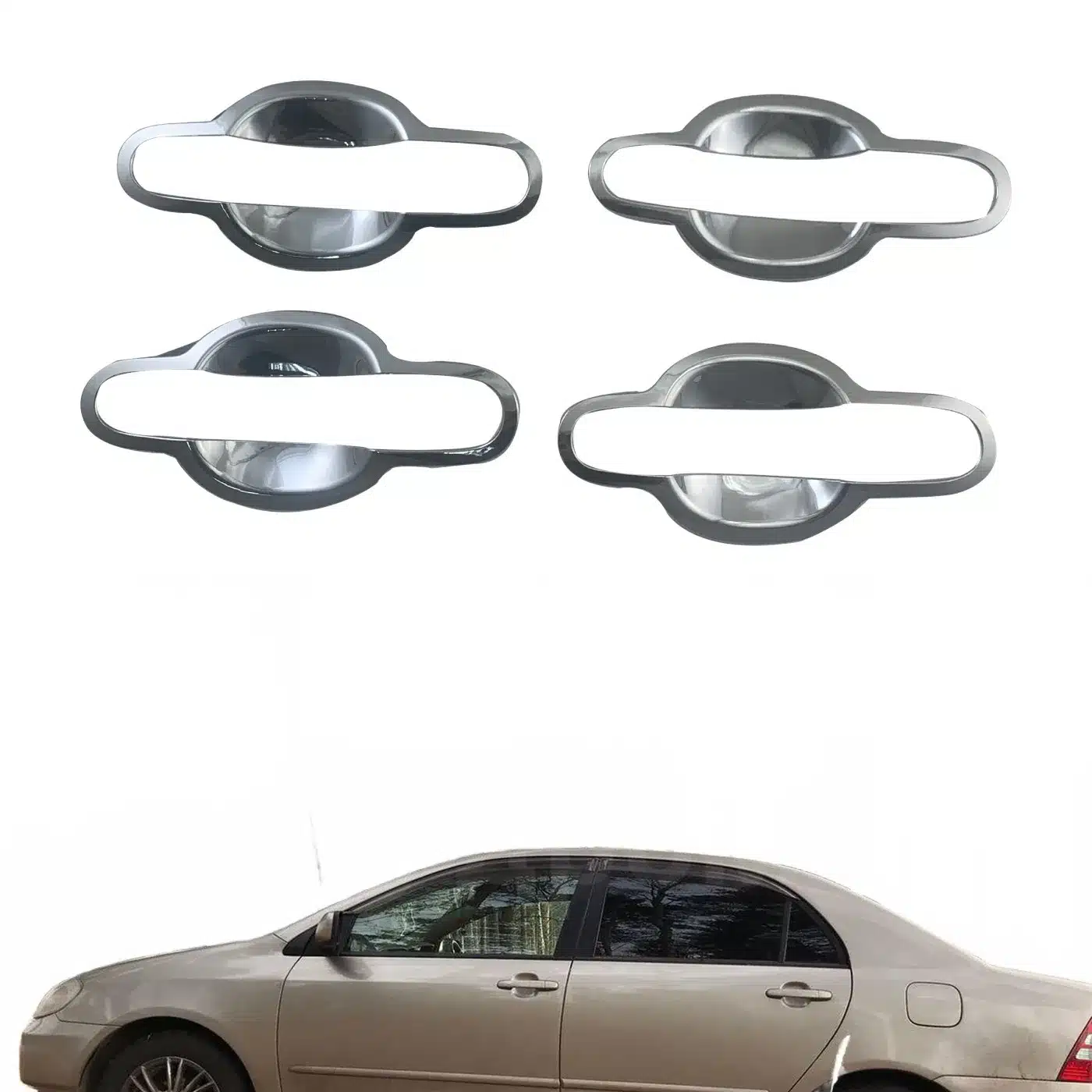 Chrome Plated ABS Door Bowl Cover Trim Guards for Toyota Corolla 2001-2007