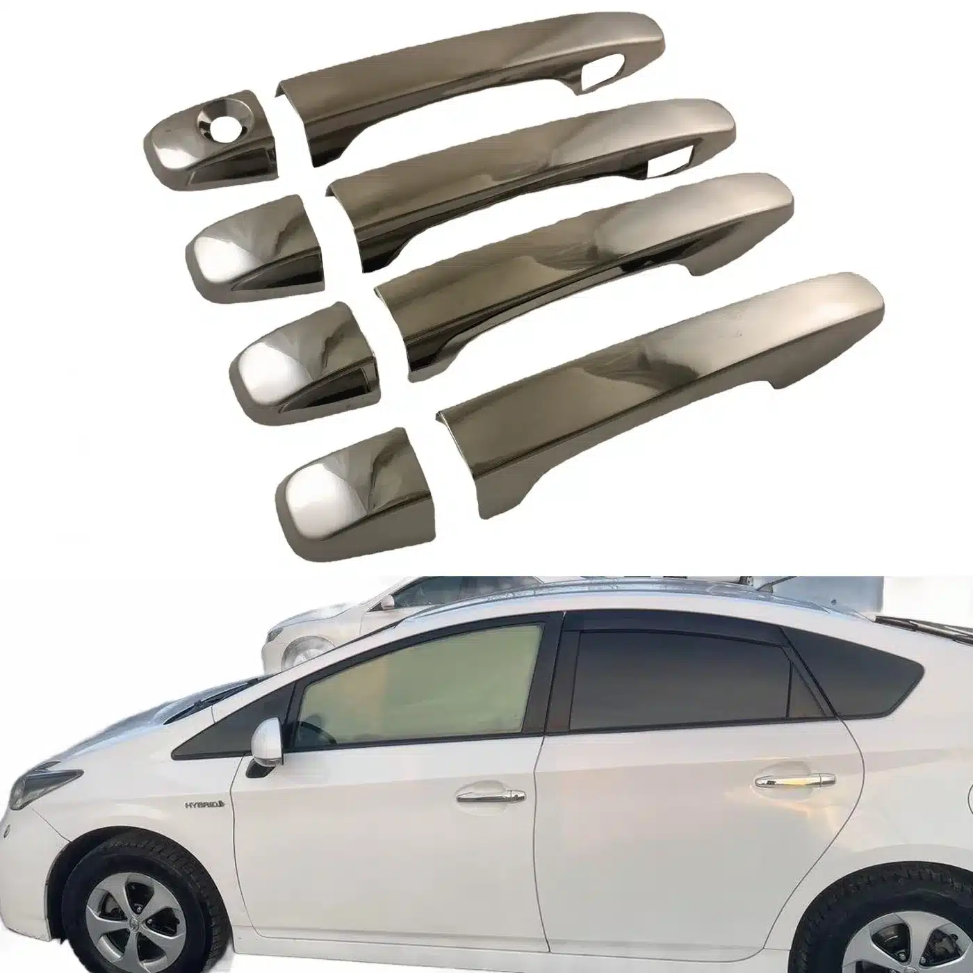 Exterior Door Handle Cover Set ABS Plastic Chrome Gunmetal Black Finish for Toyota Prius 30 Wish Reiz