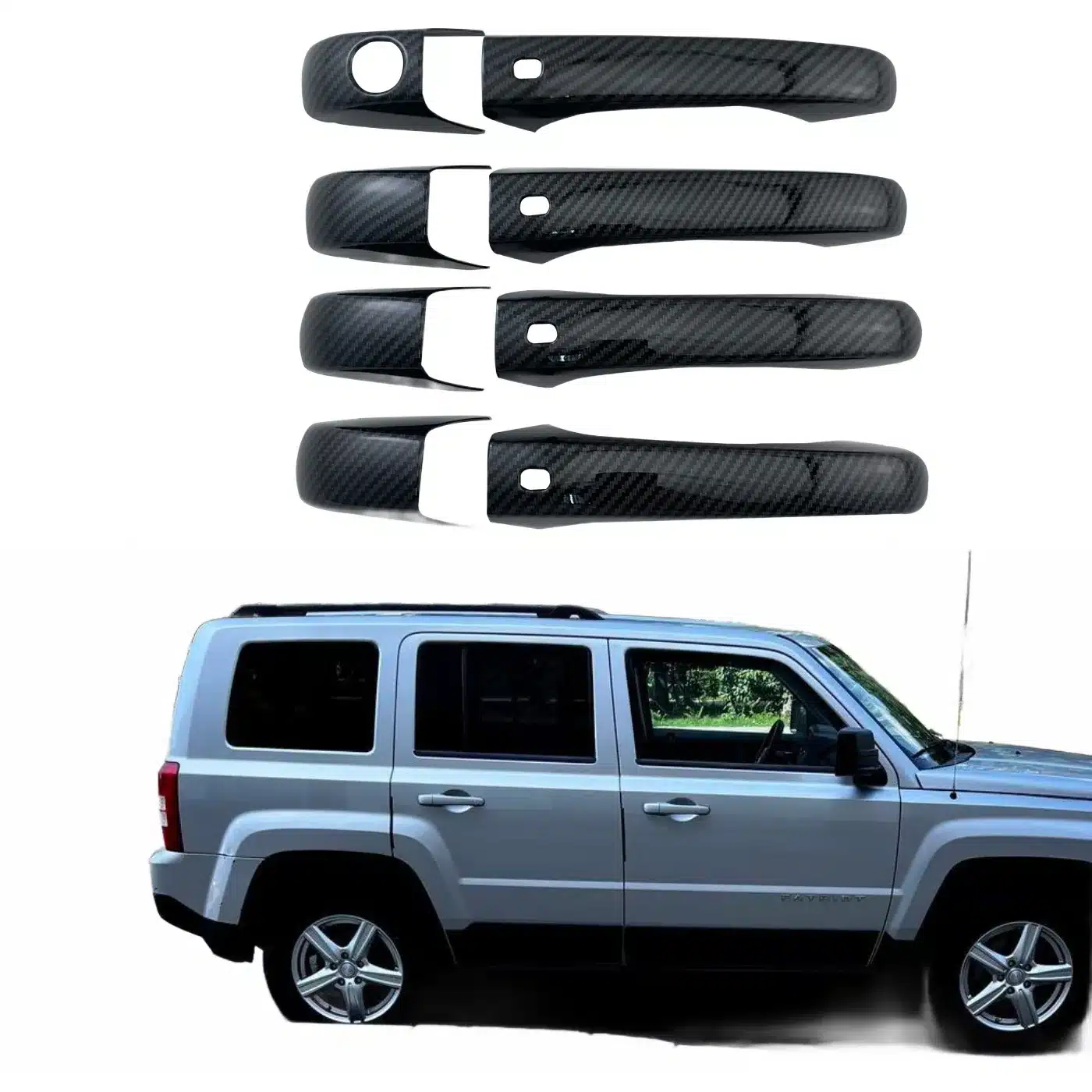 Carbon Fiber Texture Exterior Door Handle Covers Gloss Black for JEEP Patriot Grand Cherokee Chrysler 300C