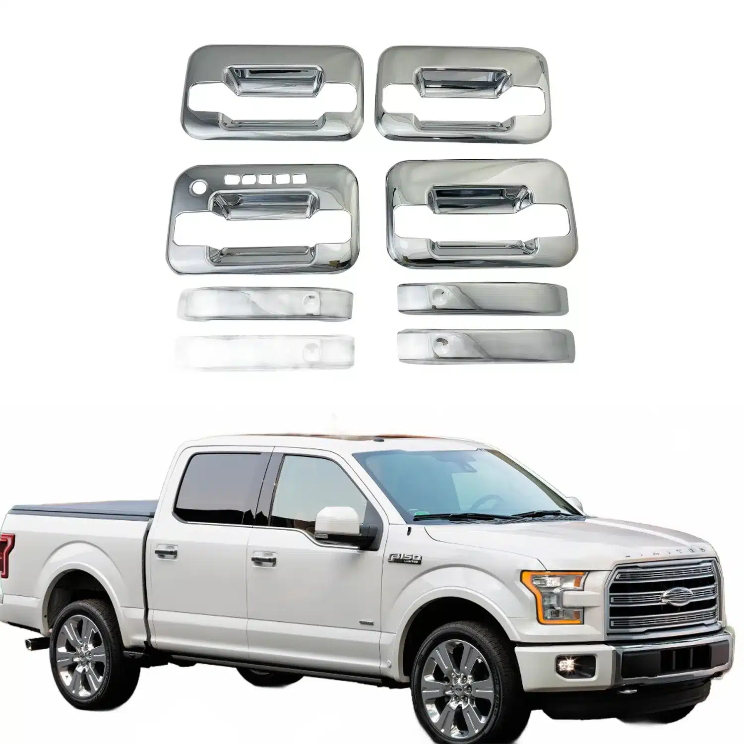 Chrome Exterior Door Handle Cover and Bowl Trim Kit for Ford F-150 2009-2014 Raptor