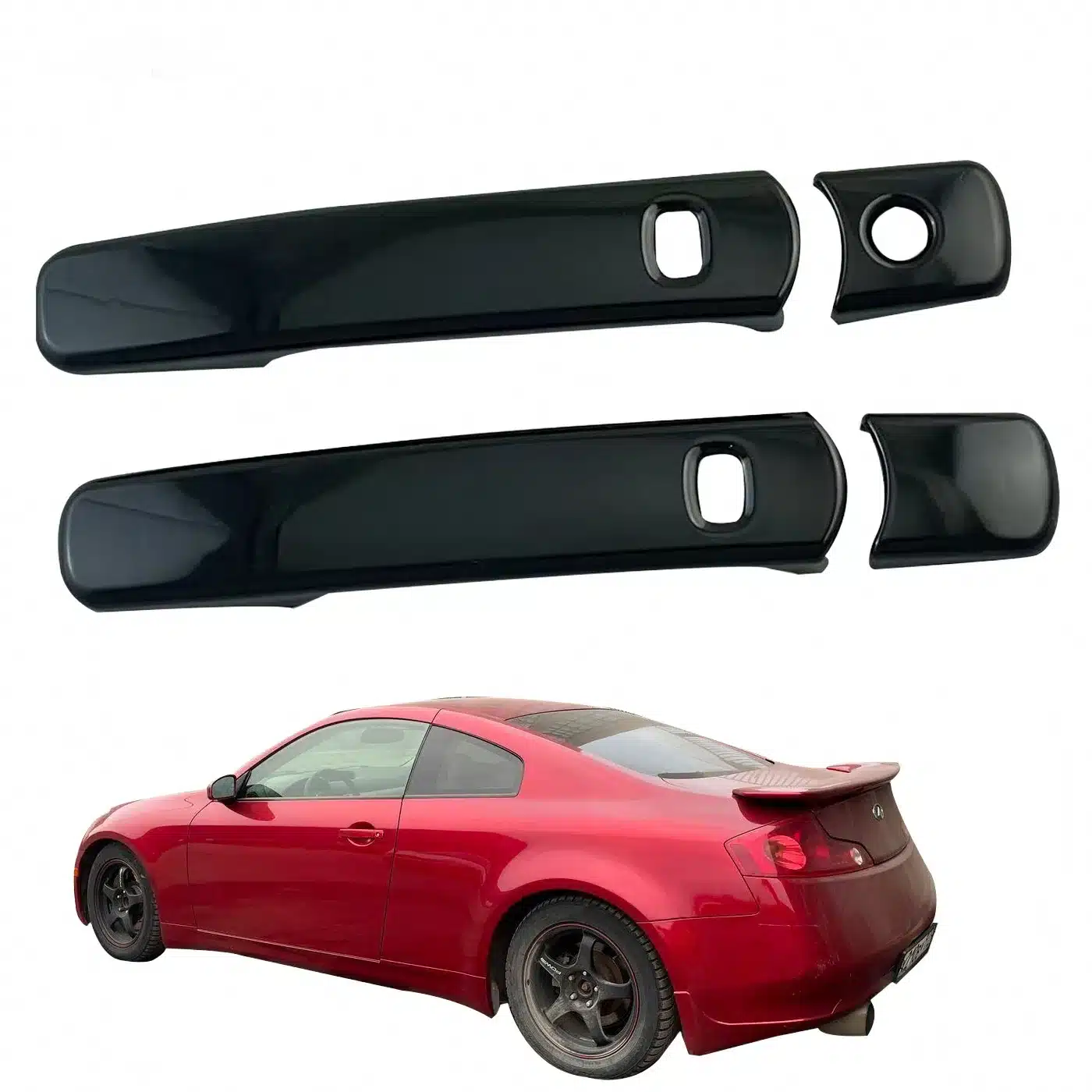 Gloss Black Exterior Door Handle Covers for 2003-2007 Infiniti G35 Coupe 2-Door