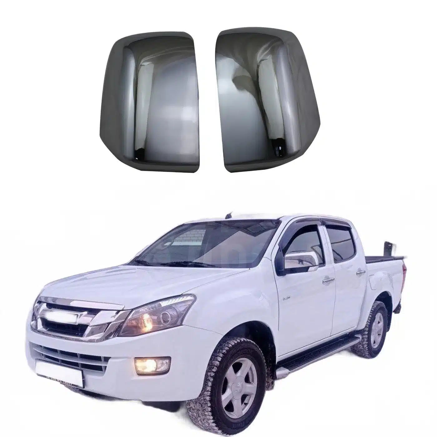 Side Rearview Mirror Covers Chrome Plated Exterior Trim for Isuzu D-MAX 2012-2018