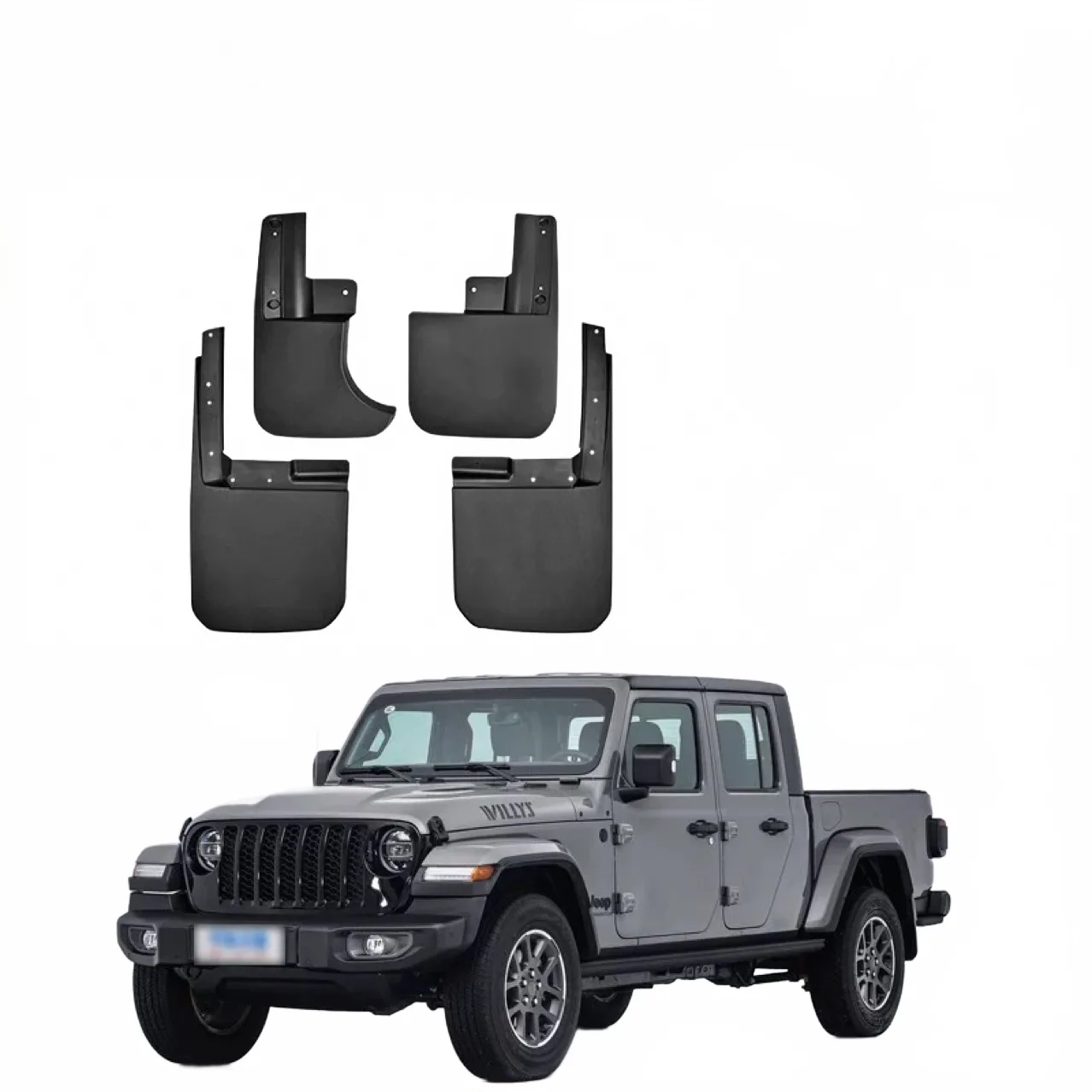 4Pcs Front and Rear Mud Flaps Splash Guards for 2019-2023 Jeep Gladiator JT, Black PP Plastic Mudguards