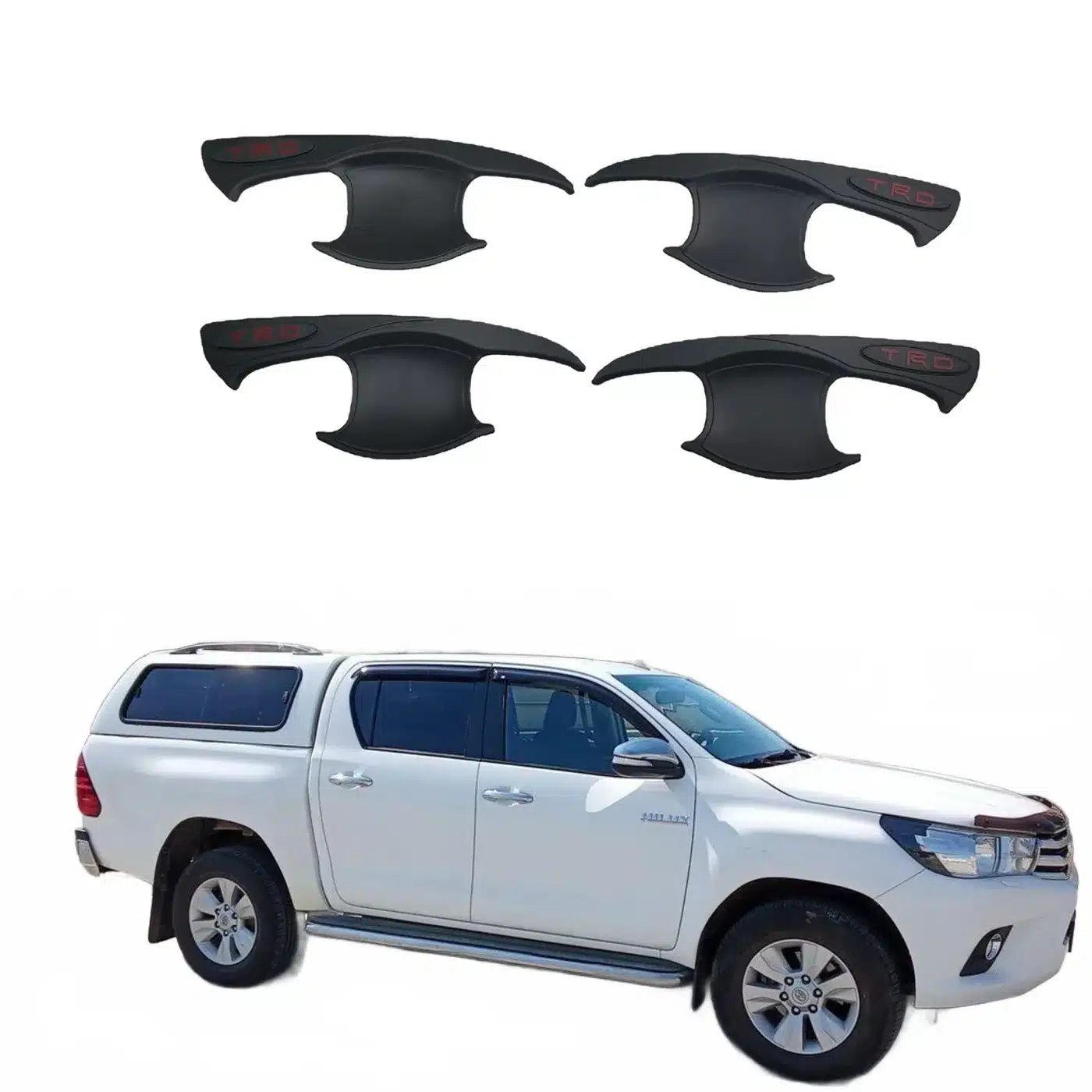 Matte Black Door Handle Bowl Cover Trim for Toyota Hilux REVO 2015-Current