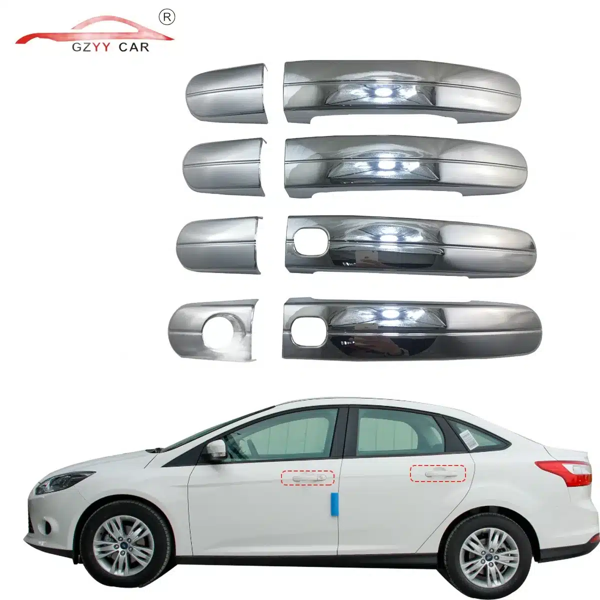 Chrome Plated ABS Door Handle Covers with Smart Keyholes for Ford Focus Exterior Trim Decoration
