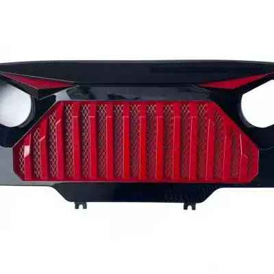 Front Bumper Grille Horn Style Black and Red Compatible with 1997-2006 Jeep Wrangler TJ Front Bumper Grille Horn Style Black and Red Compatible with 1997-2006 Jeep Wrangler TJ