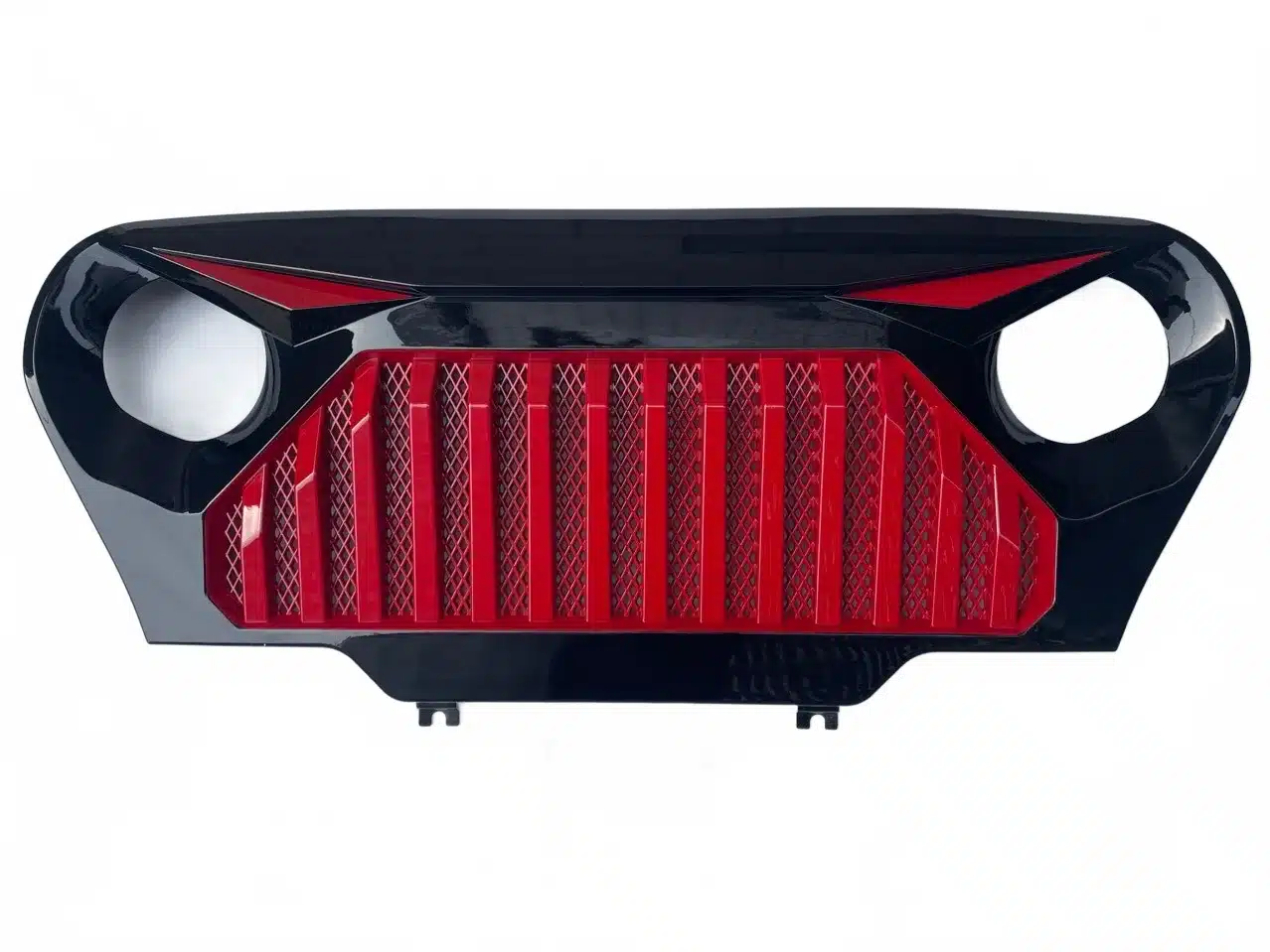 Front Bumper Grille Horn Style Black and Red Compatible with 1997-2006 Jeep Wrangler TJ