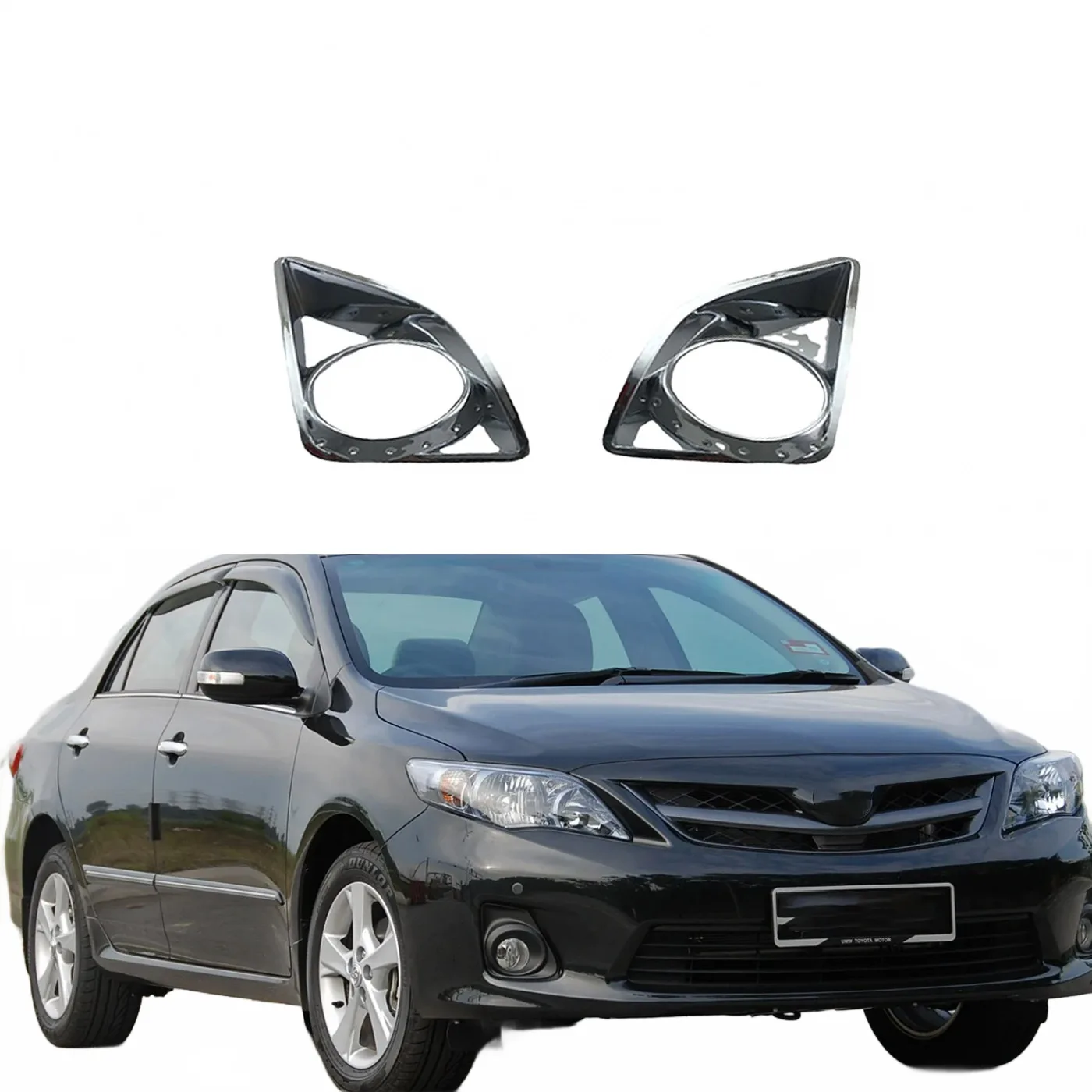 Chrome Fog Light Cover Trim for Toyota Corolla Altis 2008-2011 Lower Bumper Fog Lamp Bezel Frame