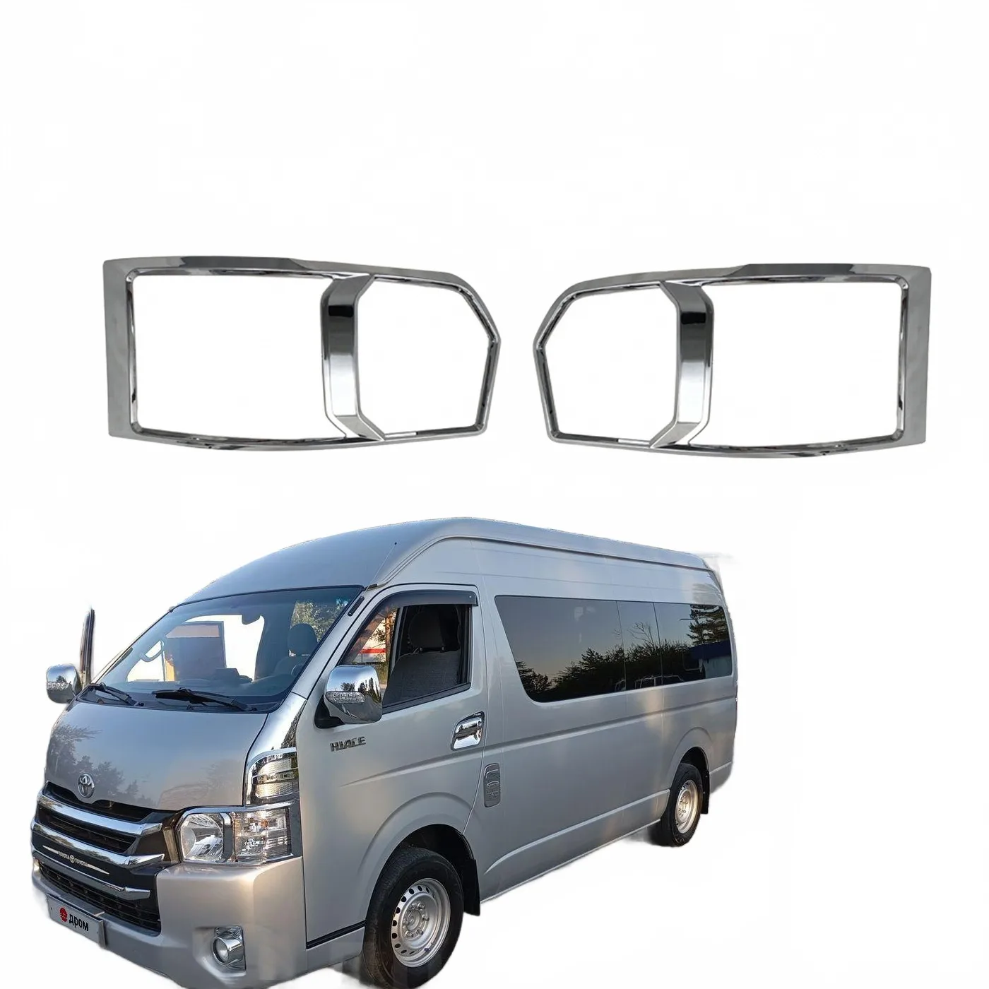 Front Headlight Cover Trim for Toyota Hiace 2016 Exterior Decorative Frame Chrome Finish