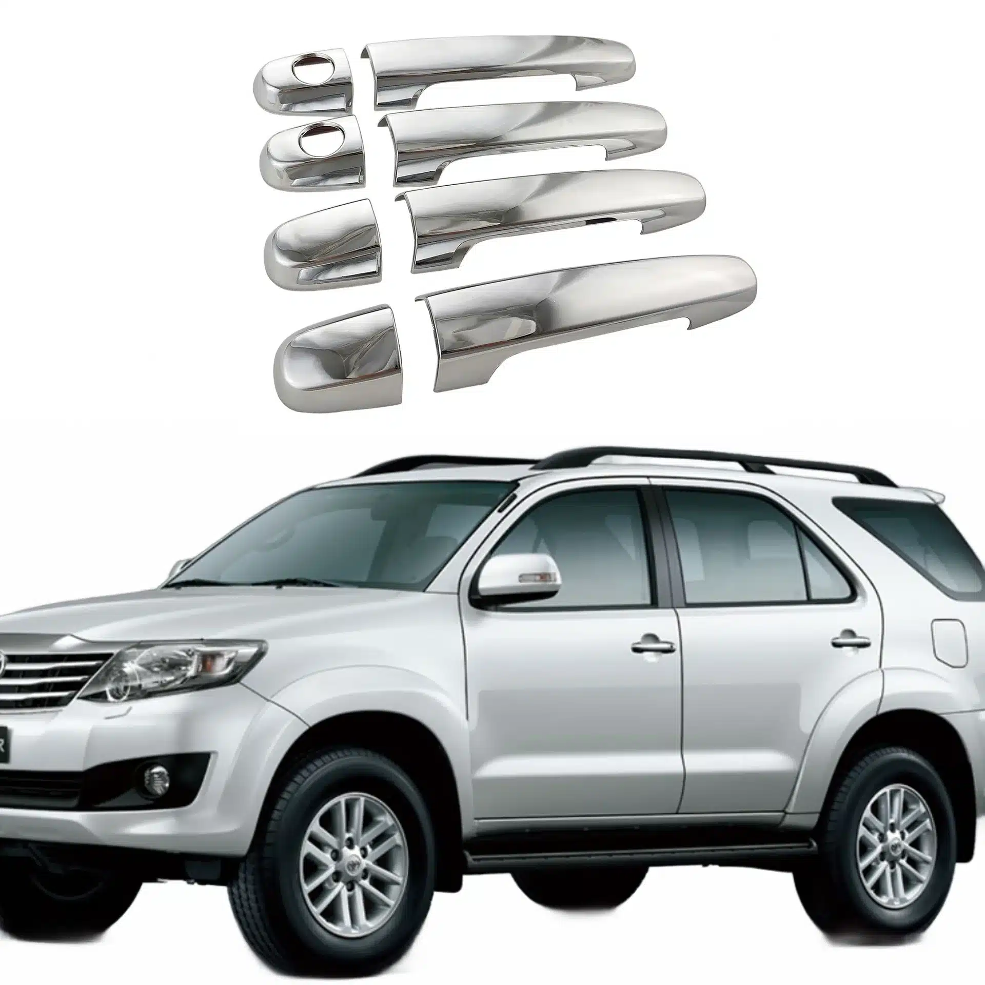 Chrome Exterior Door Handle Covers Trim Compatible with Toyota Fortuner and Innova 2004-2014