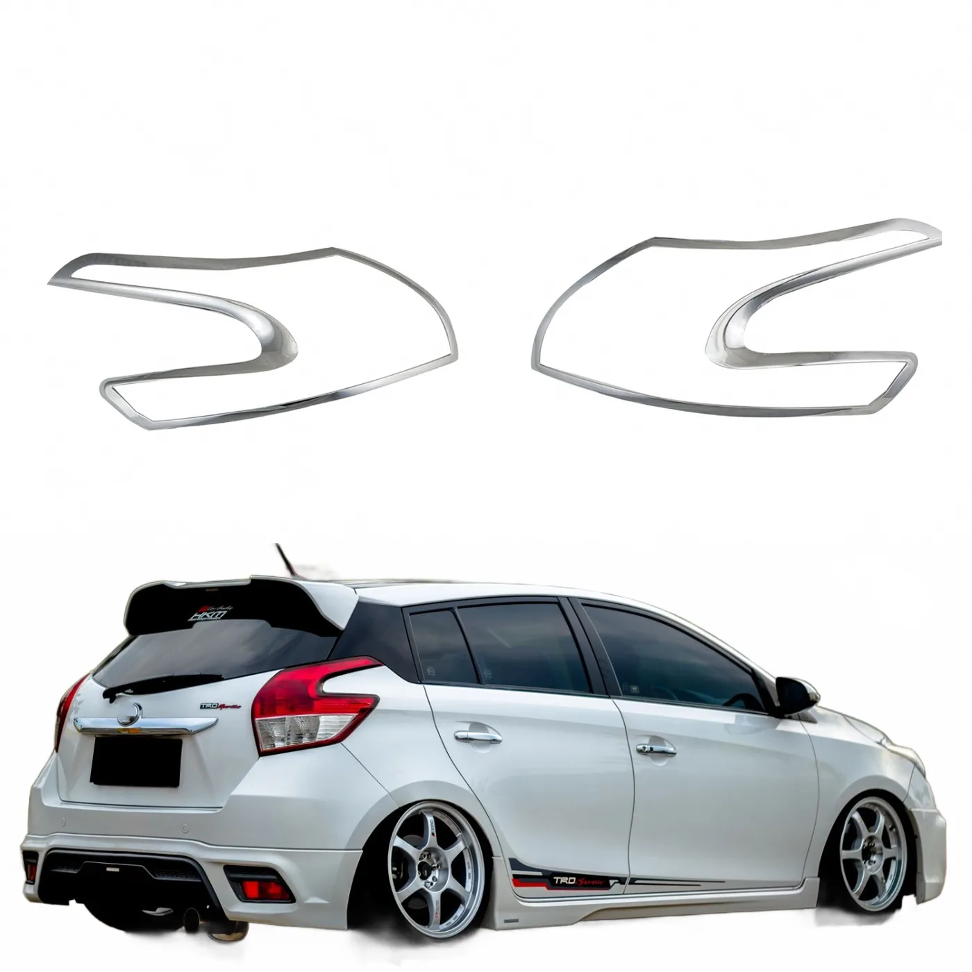 Chrome Rear Taillight Trim Cover Decoration Guards for Toyota Yaris 2014