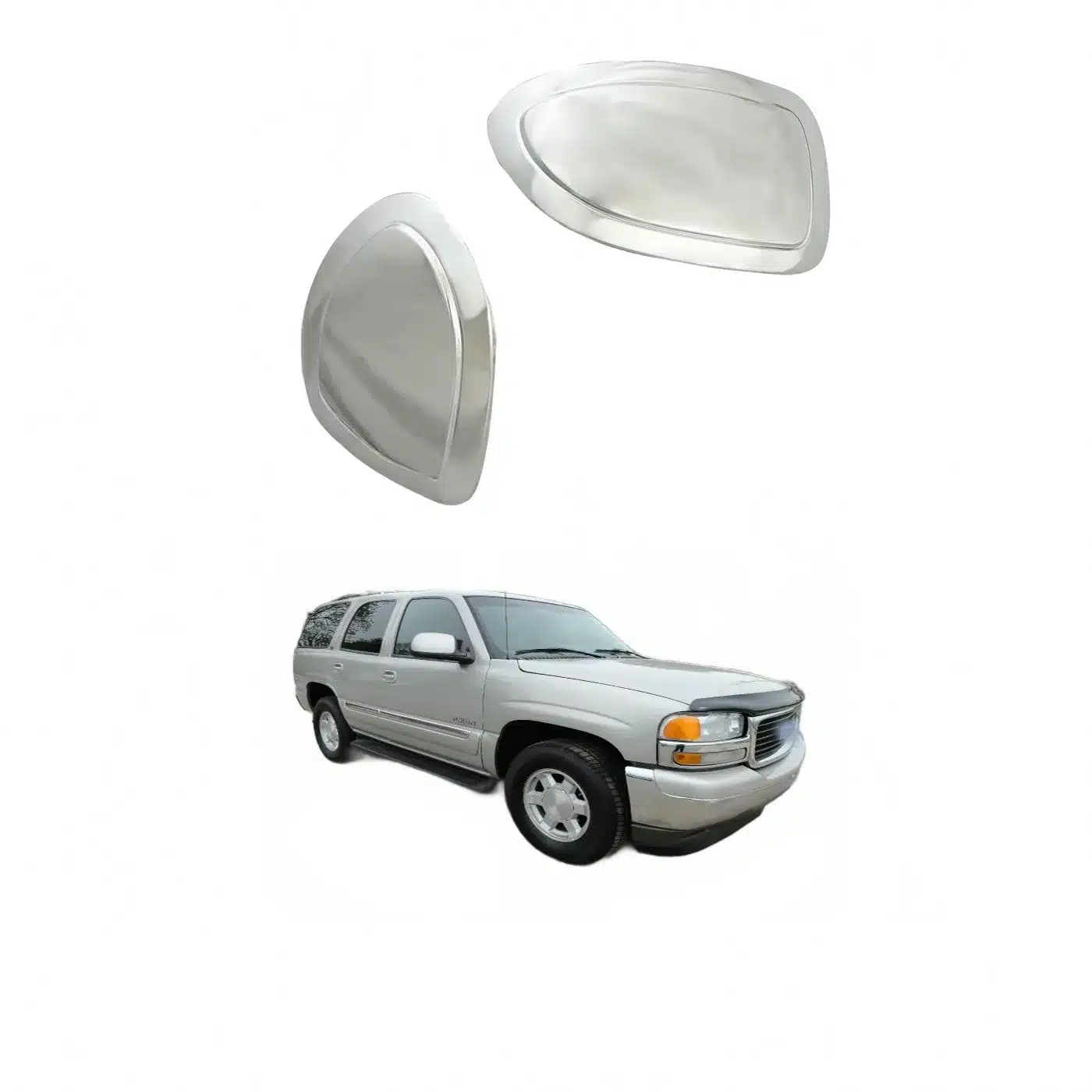 Side View Mirror Covers for GMC Tahoe and Yukon 1996-2006 Chrome Exterior Rear View Mirror Housing Pair