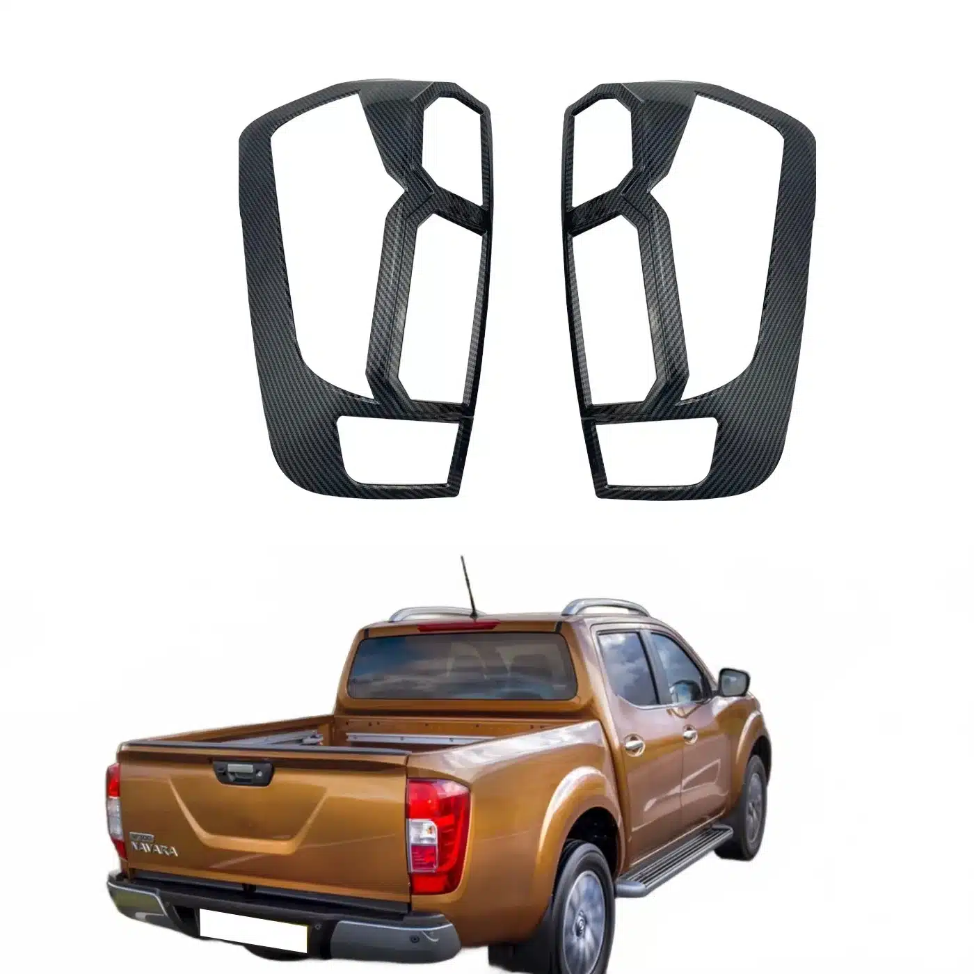 Carbon Fiber Style Rear Tail Light Cover Trim for Nissan Navara NP300 2016-2020