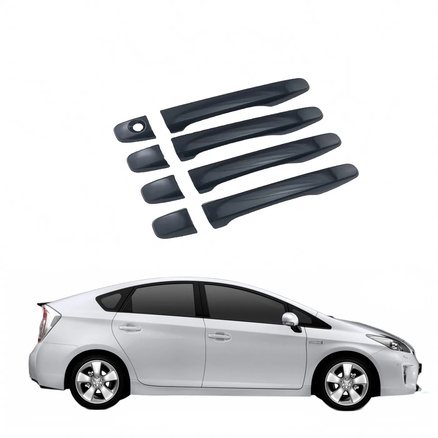 Gloss Black Exterior Door Handle Covers Trim for Toyota Prius 2010-2015 30 Series