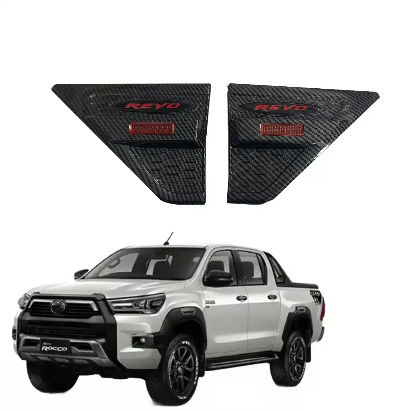 Carbon Fiber Side Light Guard Frame Protective Cover for Toyota Hilux Revo Rocco 2021