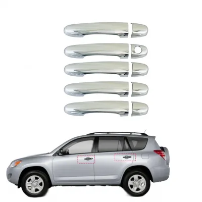 Chrome Exterior Door Handle Cover Trim for 2009-2012 Toyota RAV4 with Smart Key Hole Access