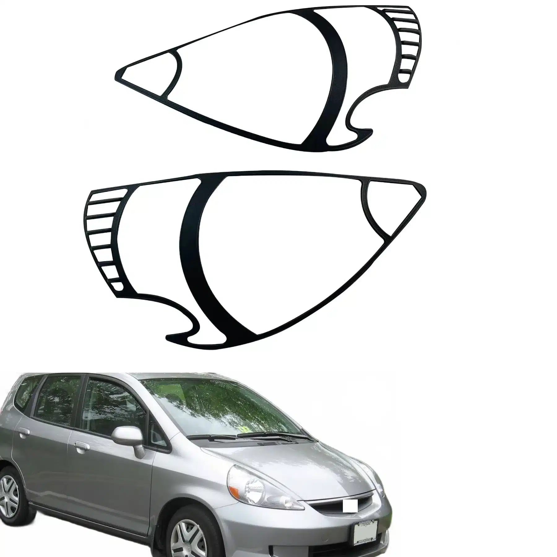 Matte Black Front Headlight Frame Covers for Honda Fit/Jazz 2003-2007, ABS Exterior Decorative Trim