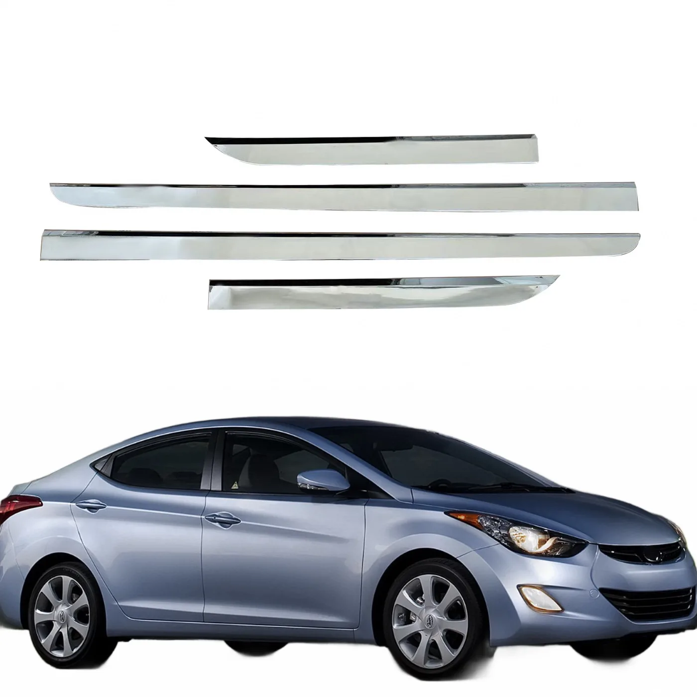 4pcs Chrome Side Door Streamer Trim Body Molding Strip for Hyundai Elantra 2011-2015 ABS Plastic