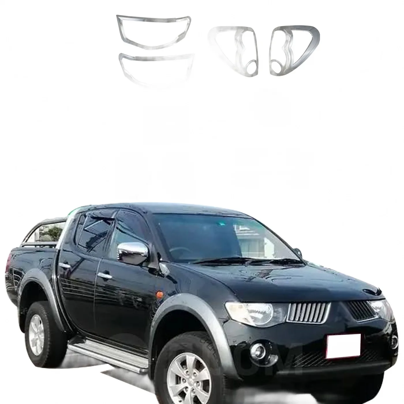 Chrome Exterior Trim Kit for Mitsubishi Triton L200 2008, ABS Plastic Protection and Decoration Set