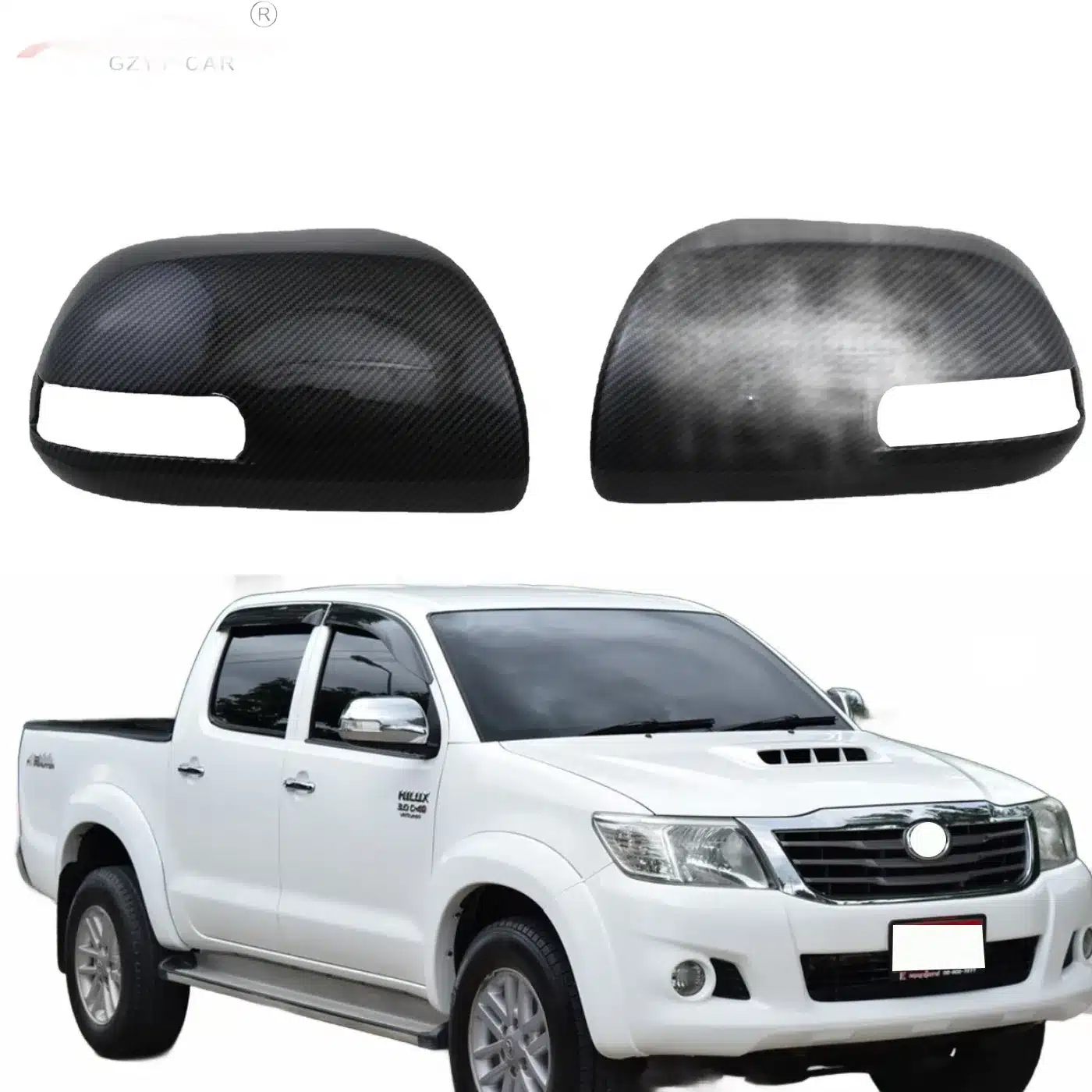 Carbon Fiber Pattern Exterior Rearview Mirror Cover Caps for Toyota Hilux Vigo, Innova, Fortuner, Previa