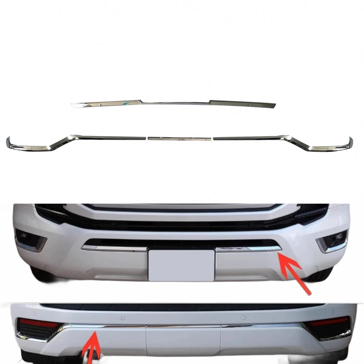 Chrome Plated ABS Front and Rear Bumper Trim Covers for Toyota Land Cruiser LC300