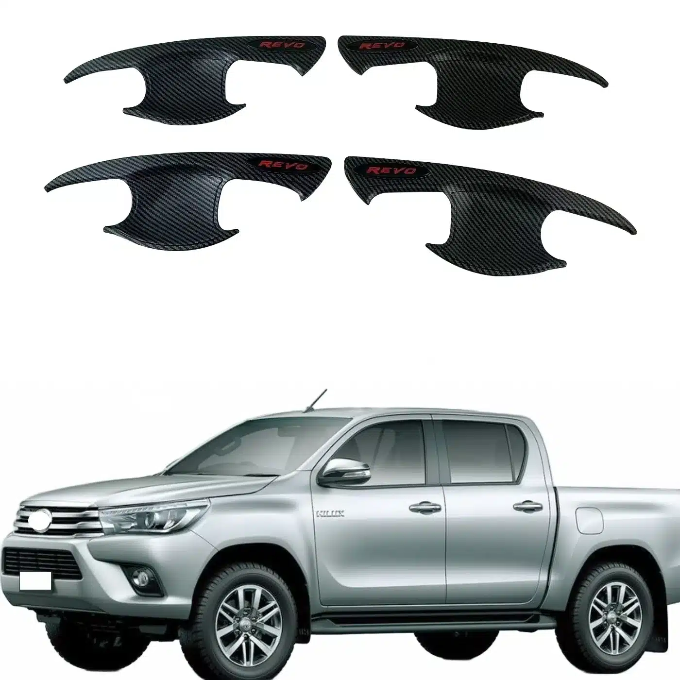Exterior Door Handle Bowl Cover Trim for Toyota Hilux Revo 2015 Carbon Fiber Pattern Protective Guard Decoration