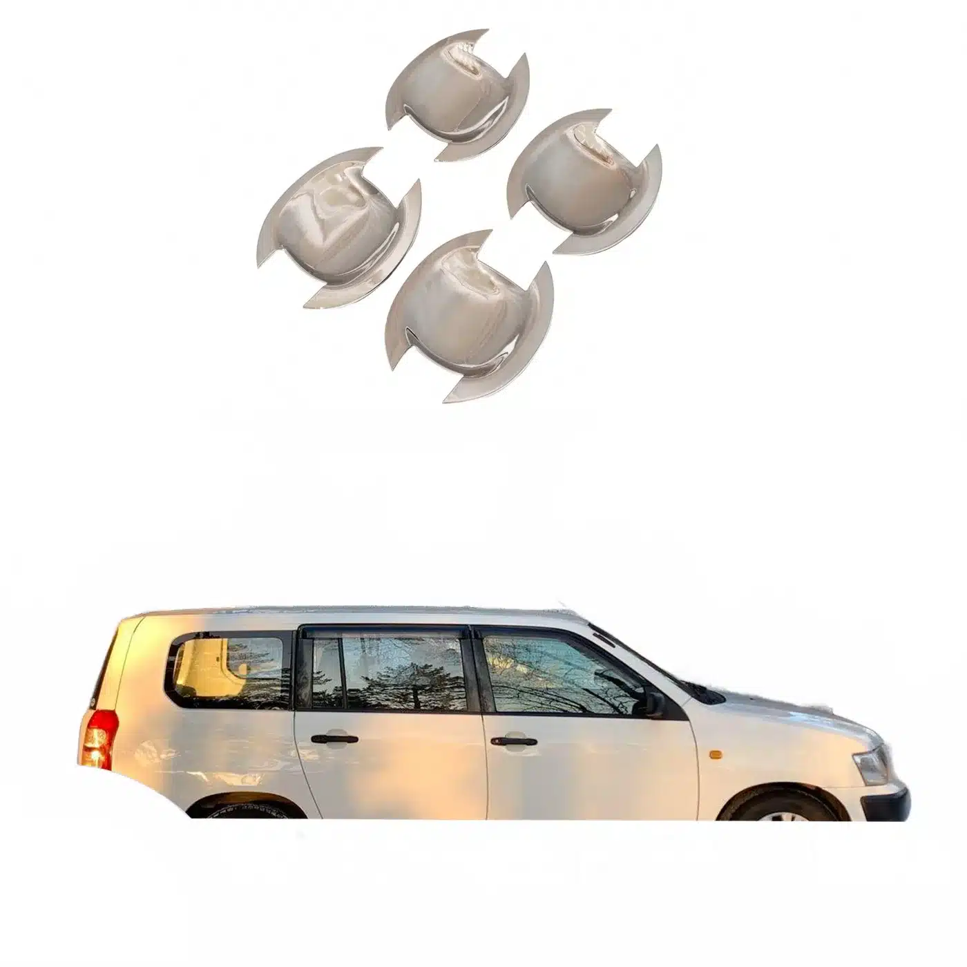 Chrome Exterior Door Handle Bowl Protector Cover Trim for Toyota Probox Succeed 2005-2015