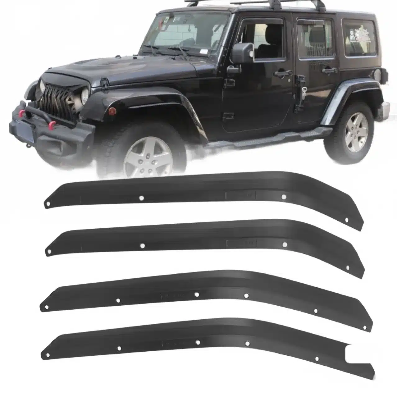 4PCS Wide Wheel Arch Fender Flares Textured Black Anti-Scratch Finish for 2007-2017 Jeep Wrangler JK