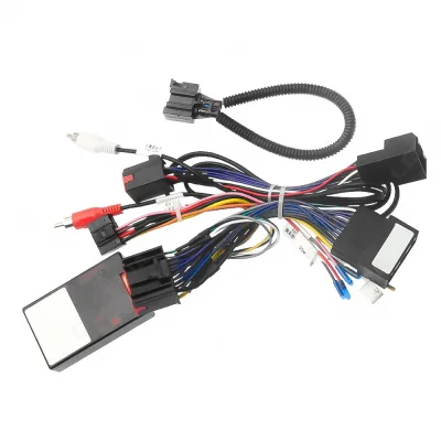 Android Screen Navigation Power Cable Harness with Fiber Optic Amp Decoder Box for Land Rover Discovery 3 2004-2009