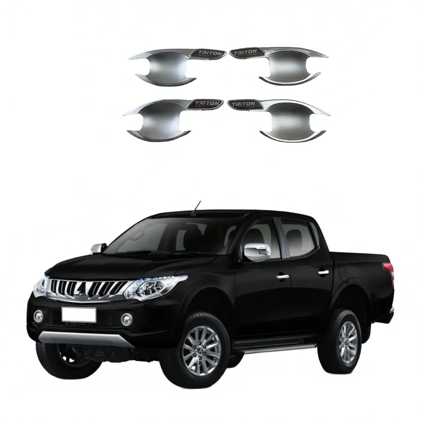 Chrome Plated ABS Door Handle Bowl Cover Protectors for Mitsubishi Triton L200 2006-2018