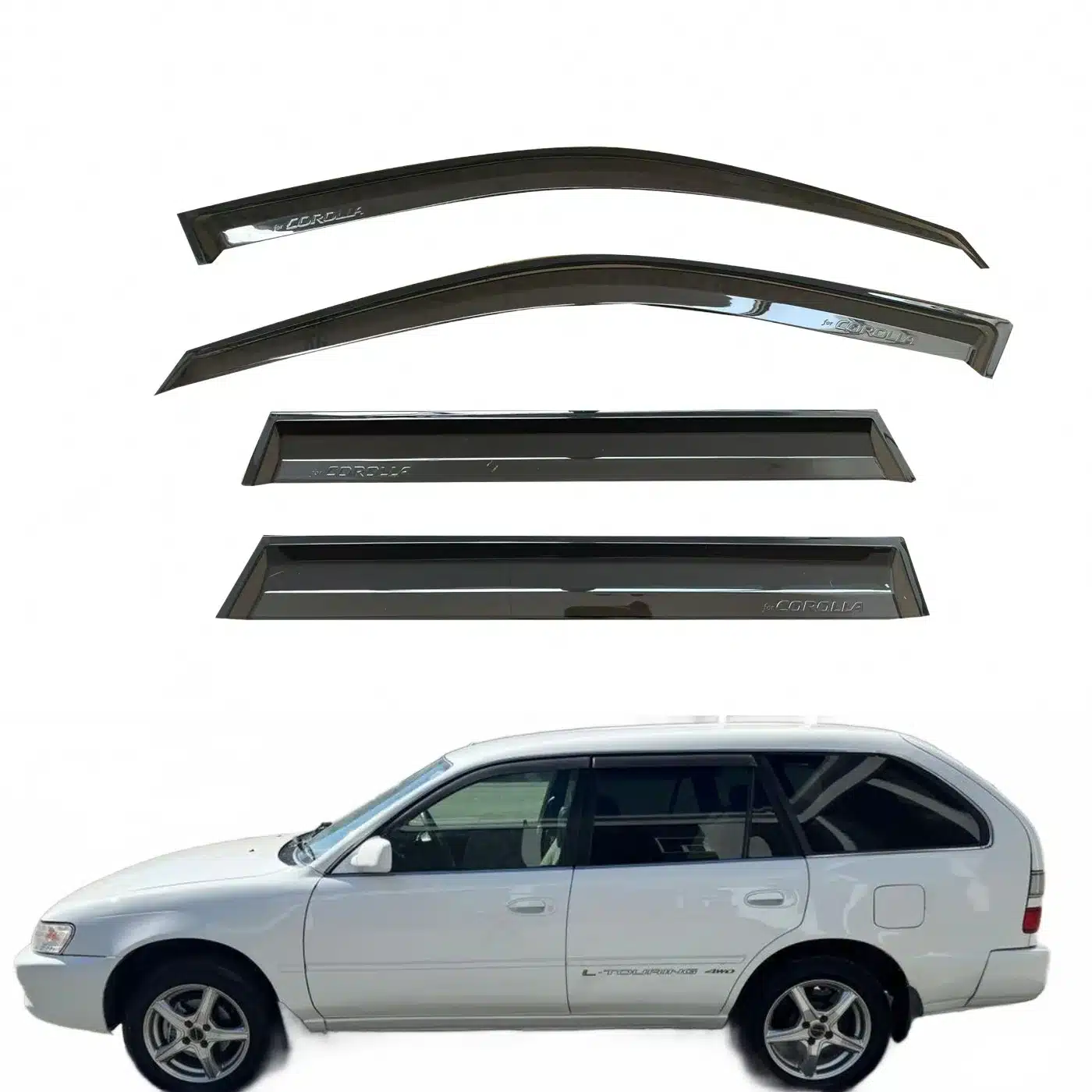 Window Deflector Rain Guard Visors Vent Shades for 1996-2000 Toyota Corolla E100 Hatchback