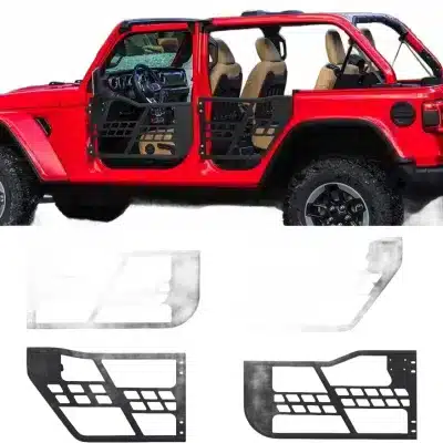 Textured Black Steel Tube Doors with Rear View Mirrors for 2018-2024 Jeep Wrangler JL & Gladiator JT 4-Door Textured Black Steel Tube Doors with Rear View Mirrors for 2018-2024 Jeep Wrangler JL & Gladiator JT 4-Door