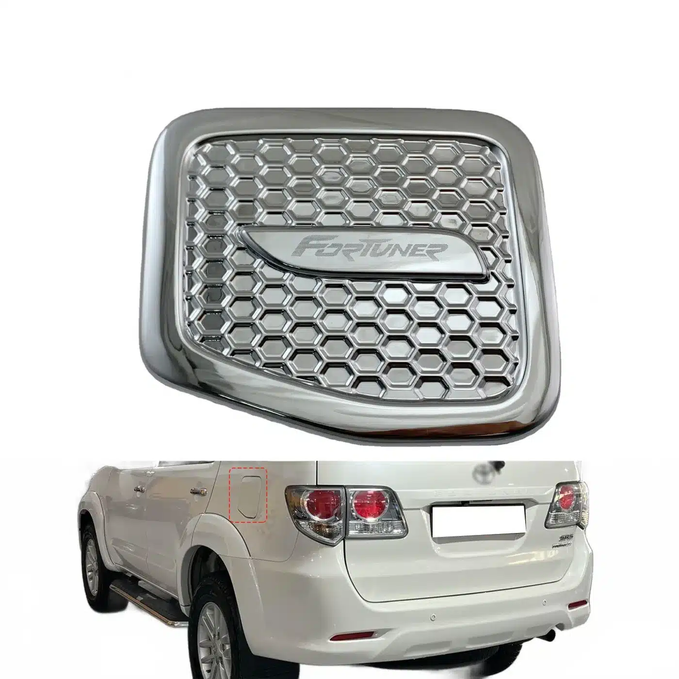 Chrome Exterior Gas Tank Cap Cover Decor Trim for Toyota Fortuner 2012-2015 ABS Plastic Fuel Tank Guard