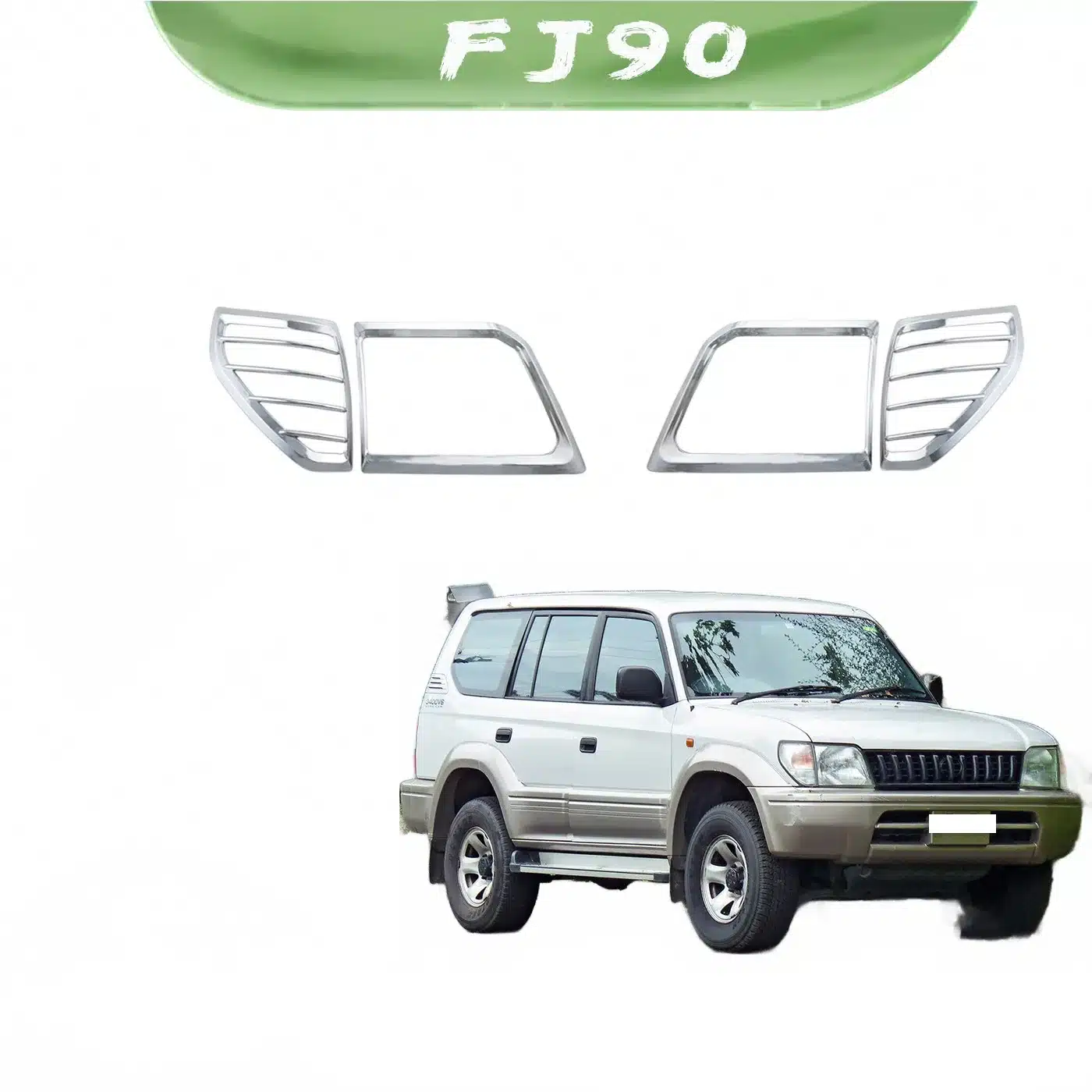 Front Headlight Cover Chrome Plated Bezel Trim Compatible with Toyota Prado 3400 VZJ95 FJ90 Series