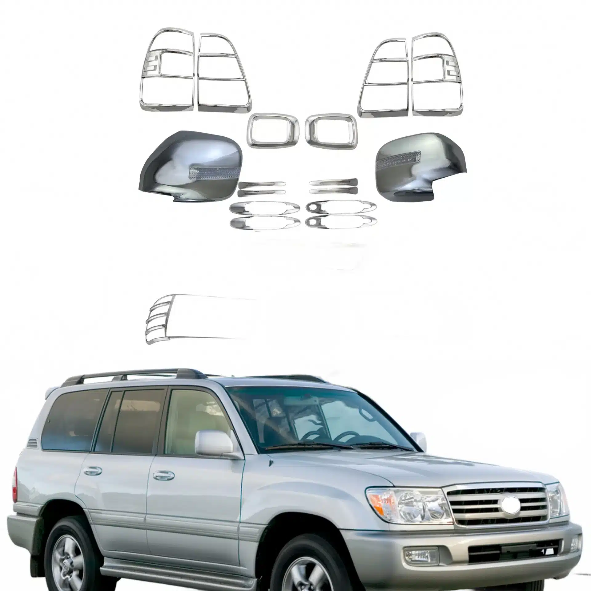 Chrome Exterior Trim Kit for Toyota Land Cruiser FJ100 2007 ABS Decorative Accents